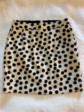 J Crew Black Polka Dot Cream Mini Skirt